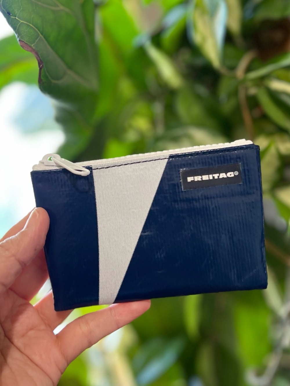 NWOT Freitag F05 BLAIR  Dark Blue and White Pouch / Wallet / Coin  Bag